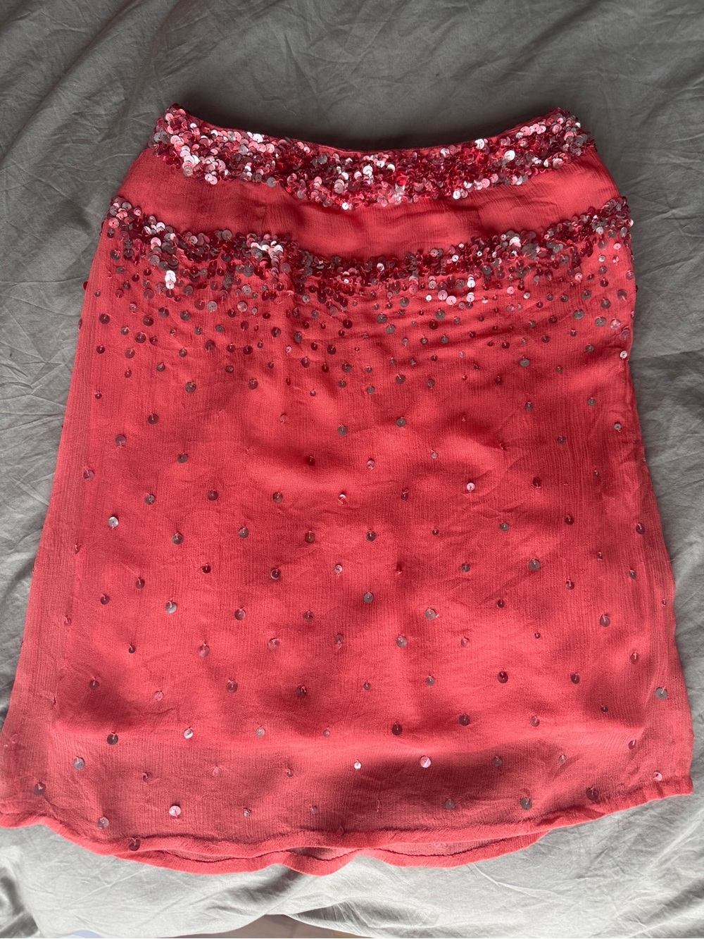 Embellished Vintage Coral Sequin Skirt